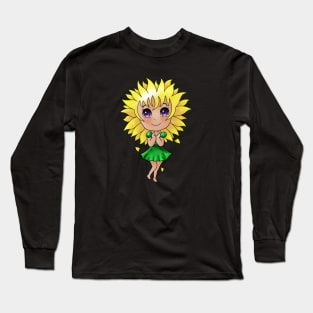 Sunflower Chibi Girl Long Sleeve T-Shirt